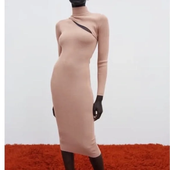 ZARA CUT OUT KNIT DRESS, DUSTY PINK - REF. 2298/009 SIZE S ZARA CUT OUT KNIT DRESS, DUSTY PINK - REF. 2298/009 SIZE S